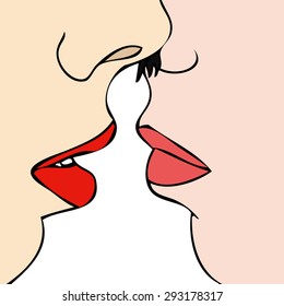 Desire between two women - Symbolic illustration representing the desire between two women