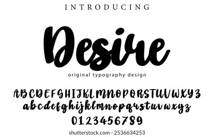 Desire Font Stilvoller Pinsel gemalt ein Großbuchstaben, Vektorbuchstaben, Alphabet, Schrift