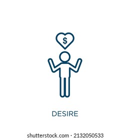desire icon. Thin linear desire outline icon isolated on white background. Line vector desire sign, symbol for web and mobile