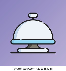 Ilustración vectorial de timbre de escritorio. Dibujo de esquema plano. Concepto de icono de viajes y turismo Vector Premium aislado