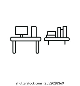 Schreibtisch und Buch selbst gesetzt Symbol Vektor Grunddesign einfache und moderne Konzept Grafik