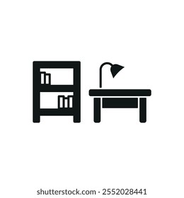 Desk and book self set icon vector basic design simple and modern concept graphic