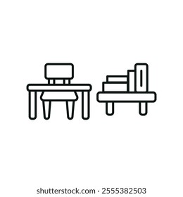 Desk and book self set icon vector basic design simple and modern concept graphic