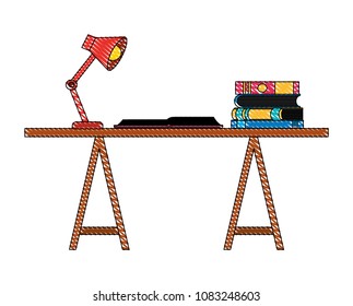 desk and books workplace