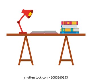 desk and books workplace
