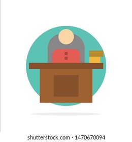 Desk, Business, Computer, Laptop, Person, Personal, User Abstract Circle Background Flat color Icon. Vector Icon Template background