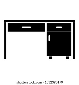 Desk Business office desk Written table Workplace in office concept icon black color vector illustration flat style simple image