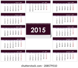 Desk calendar 2015 template. Illustration in vector format