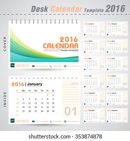 Desk calendar 2016 line abstract background design template with Set of 12 Months Can be used for office object, new year,company,business,holiday or plan vector illustration