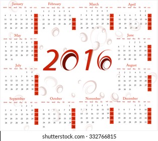 Desk Calendar 2016 Vector Design Template.