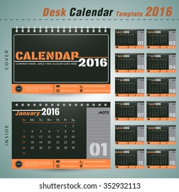 Desk calendar 2016 vector design template with Set of 12 Months Can be used for new year company office business holiday or plan vector illustration 