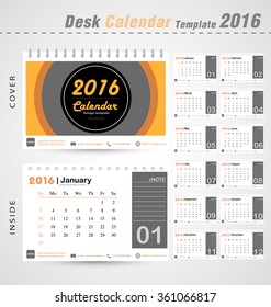 Desk calendar 2016 vector modern Circle design cover template with  Set of 12 Months Can be used for company office business holiday or planner vector illustration