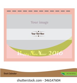 Desk Calendar 2016 Vector pastel style collections front cover.