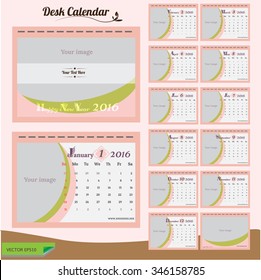 Desk Calendar 2016 Vector pastel style collections.