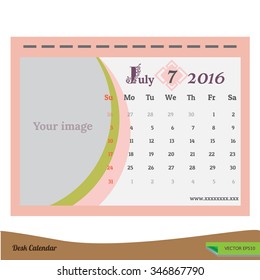 Desk Calendar 2016 Vector pastel style collections.