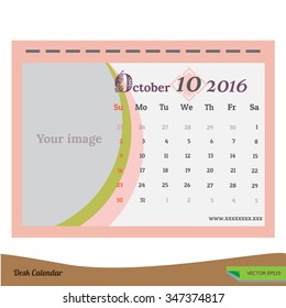 Desk Calendar 2016 Vector pastel style collections.