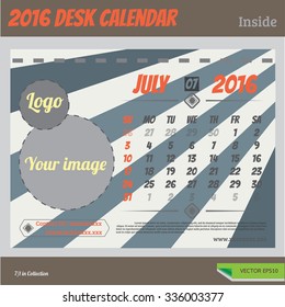 Desk Calendar 2016 Vector Vintage style collections.