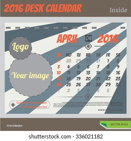 Desk Calendar 2016 Vector Vintage style collections.