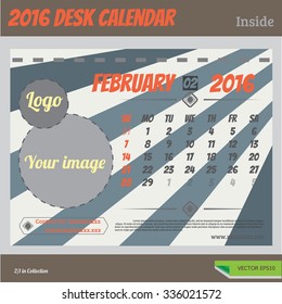 Desk Calendar 2016 Vector Vintage style collections.