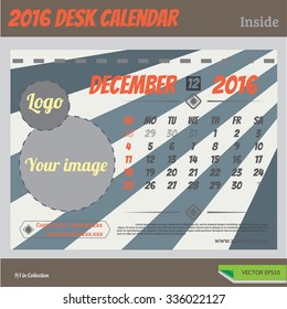 Desk Calendar 2016 Vector Vintage style collections.