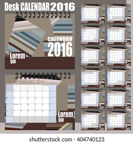 Desk CALENDAR 2016 White blue brown 