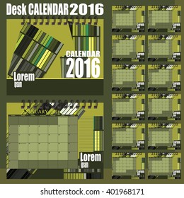 Desk CALENDAR 2016 - white green yellow