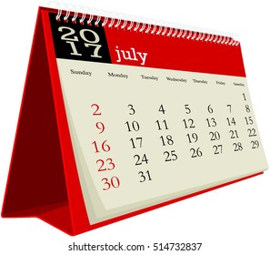 desk calendar 2017 july