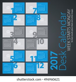 Desk calendar 2017 light blue color background