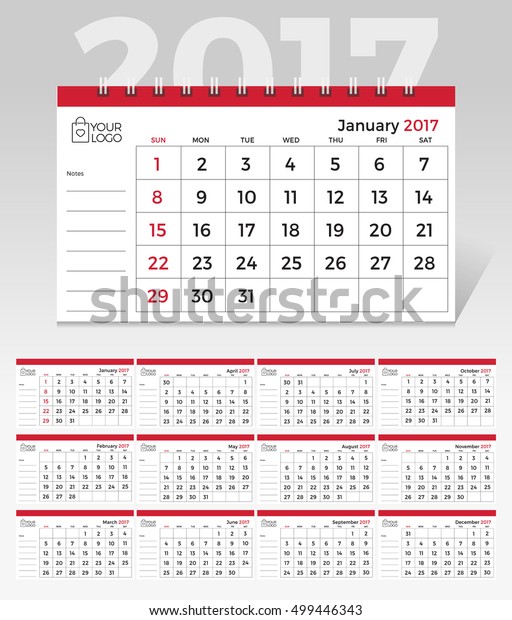 Desk Calendar 17 Simple Minimal Elegant Stock Vector Royalty Free