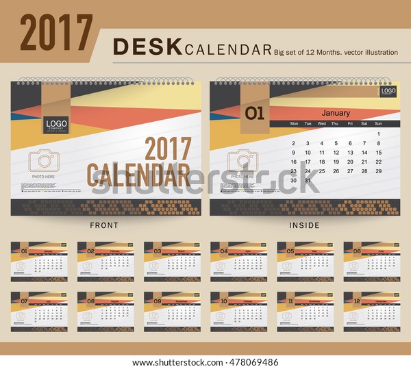 Desk Calendar 2017 Vector Design Template Stock Vector Royalty
