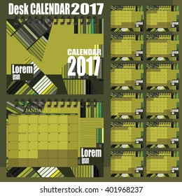 Desk CALENDAR 2017 - white green yellow