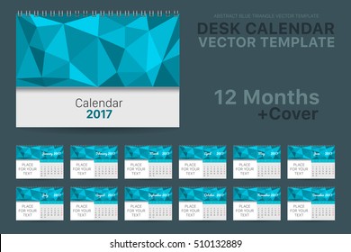 Desk calendar 2017 year. Twelve months with cover. stock vector template