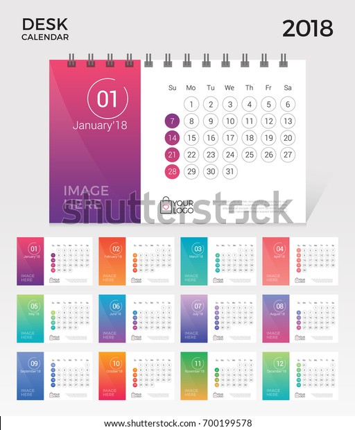 Desk Calendar 18 Simple Minimal Elegant Stock Vector Royalty Free