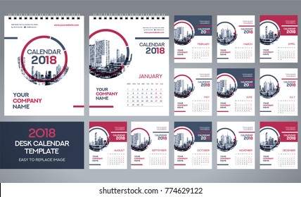 Desk Calendar 2018 template - 12 months included