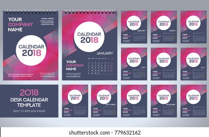 Desk Calendar 2018 template - 12 months included