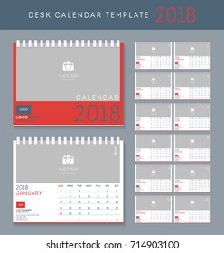 Calendário de mesa 2018 modelo de design vetorial. Conjunto de 12 Meses.