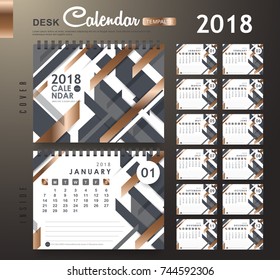 Desk Calendar 2018 Vector Design Template with abstract pattern. Set of 12 Months. vector illustration.new year.