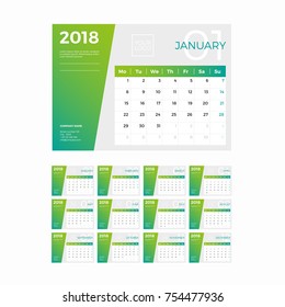 Desk Calendar 2018 vector template