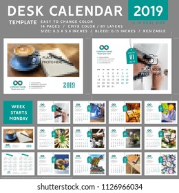 Desk calendar 2019, Desk calendar 2020, 
 template vector