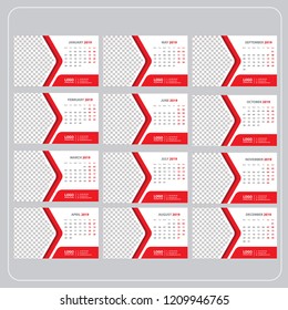 Desk calendar 2019, template vector