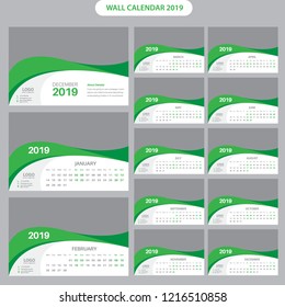 Desk Calendar 2019 template week start on Monday.