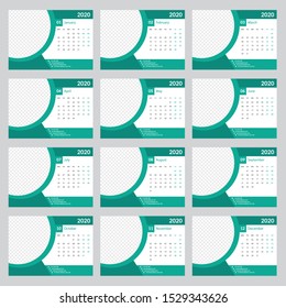 Desk calendar 2020, desktop calendar template, 