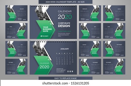 Desk Calendar 2020 Template 12 Months Stock Vector (royalty Free 