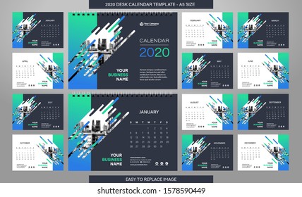Desk Calendar 2020 Template 12 Months Stock Vector (Royalty Free ...