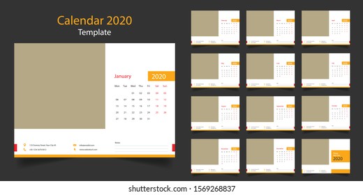Desk Calendar 2020 template design