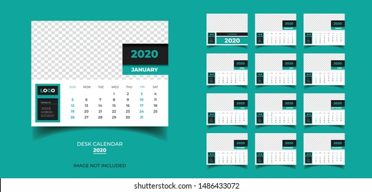 Desk calendar 2020 vector template design