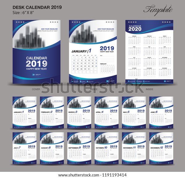Desk Calendar 2020 Year Size 6 Stock Vector Royalty Free 1191193414