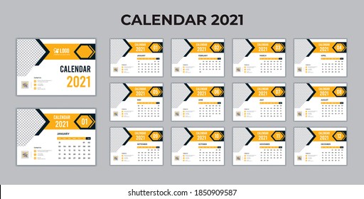 Desk calendar 2021, date planner, week planner template