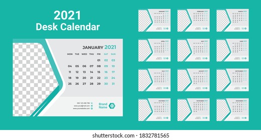 Desk calendar 2021, new year calendar for desk