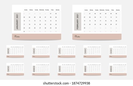 Desk calendar 2021 with planner